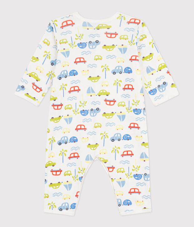 Pigiama senza piedini in cotone con automobili stampate neonato bianco/multicolore
