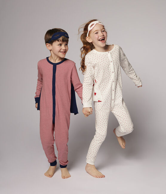 Tuta maschera supereroi bambino in cotone rosso TERKUIT/bianco MARSHMALLOW