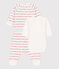 Completo 3 pezzi jacquard bebè in cotone biologico bianco MARSHMALLOW/rosso TERKUIT