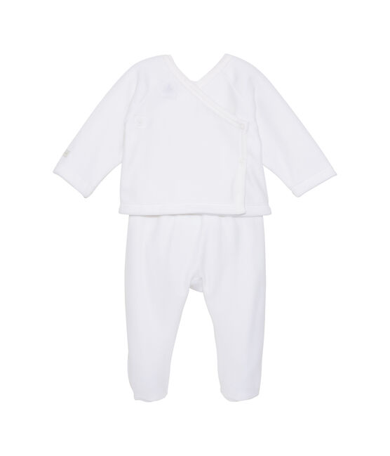 Coordinato bebé unisex coprifasce e ghettine bianco ECUME/grigio GRIS