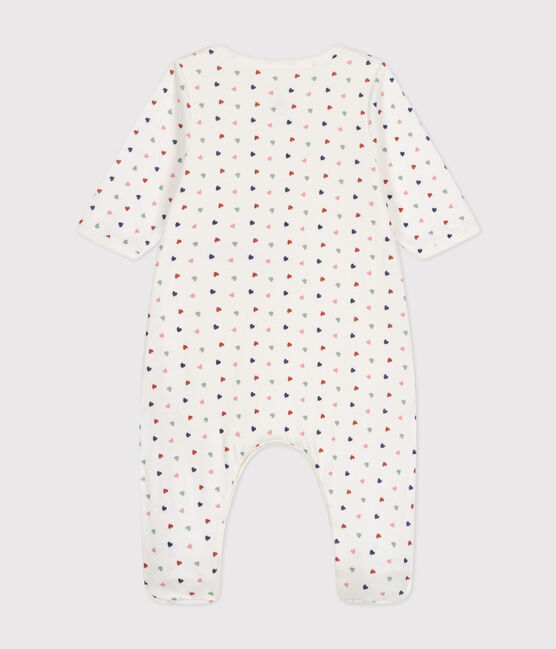Bodyjama stampa cuoricini in tubique bebè bianco MARSHMALLOW/bianco MULTICO