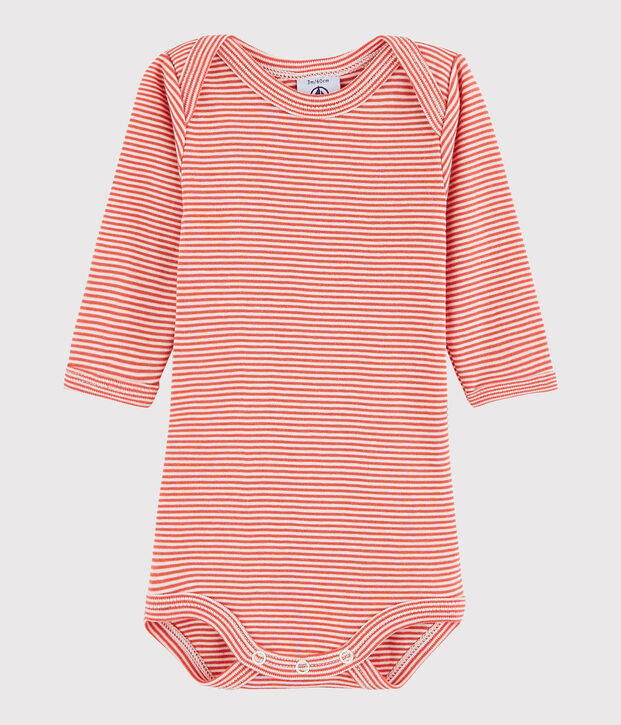 Body manica lunga beb&egrave; unisex arancione/bianco