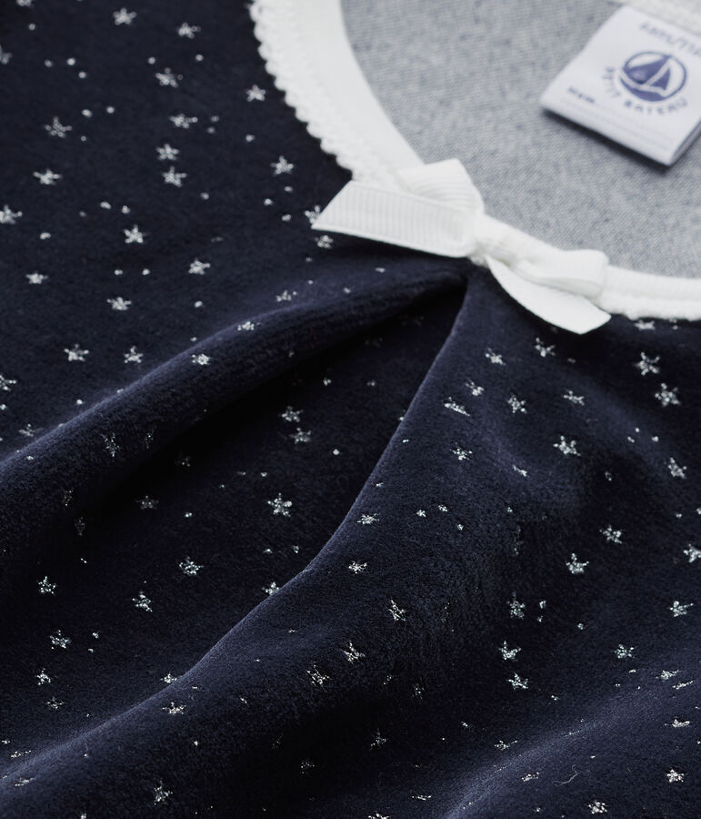 Chemise de nuit fille en bouclette velours blu/grigio