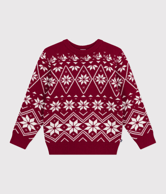 Pullover in lana e cotone fantasia bambino rosso AMARANTE/ AVALANCHE