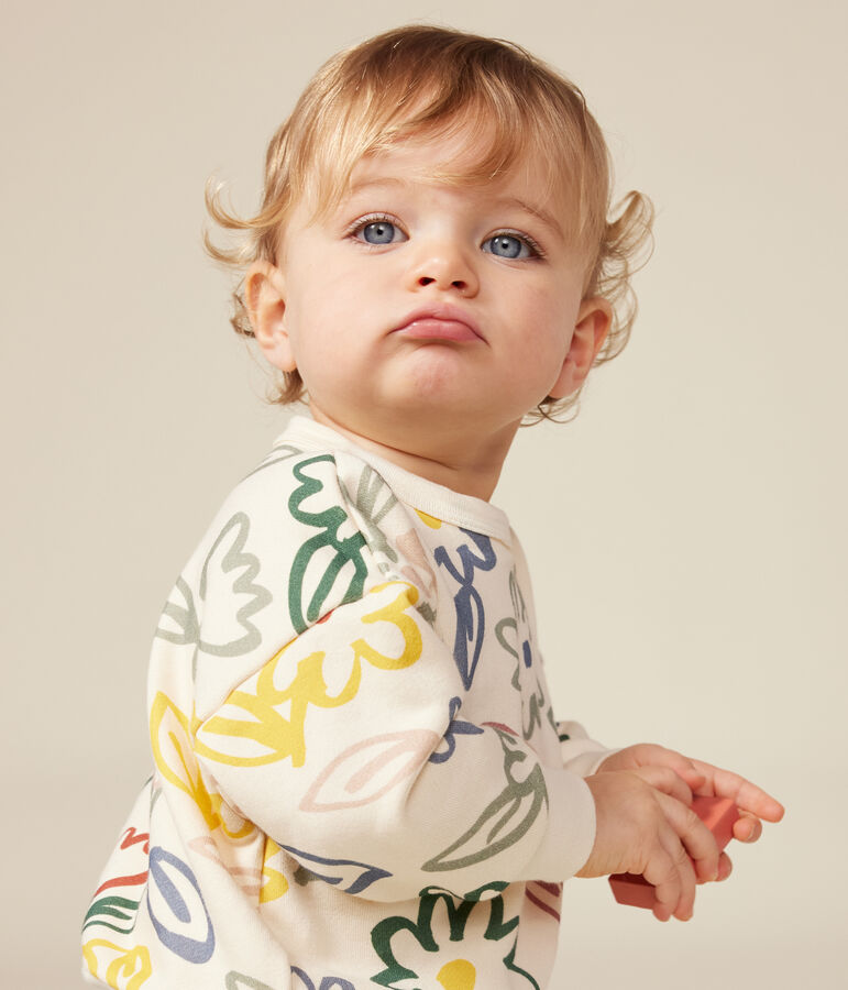 Maglia in tessuto felpato neonato ecru/multicolore