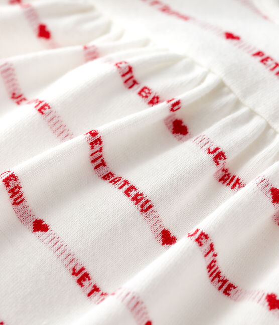 Abito body jacquard per bébé in cotone biologico bianco MARSHMALLOW/rosso TERKUIT