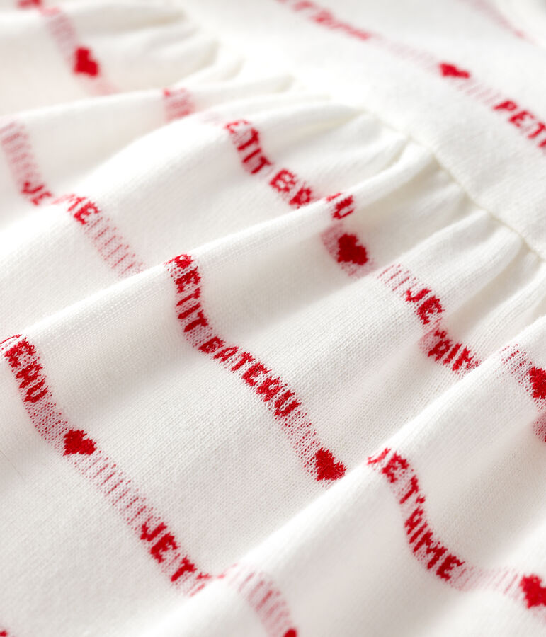 Abito body jacquard per b&eacute;b&eacute; in cotone biologico bianco/rosso