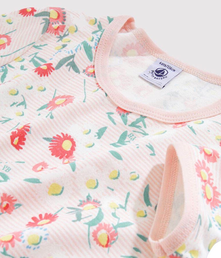 Camicia da notte bambina a costine bianco/multicolore