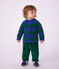 Cardigan in maglia di misto lana e cotone a righe neonato multicolore/verde