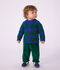 Cardigan in maglia di misto lana e cotone a righe neonato multicolore/verde