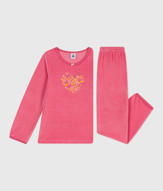 Pigiama in ciniglia bambina rosa PEONIA