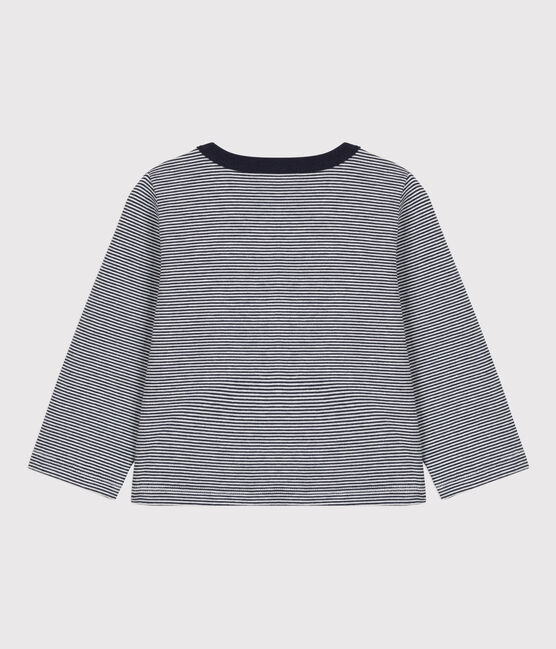 Cardigan per bebè millerighe in jersey spesso blu SMOKING/bianco MARSHMALLOW