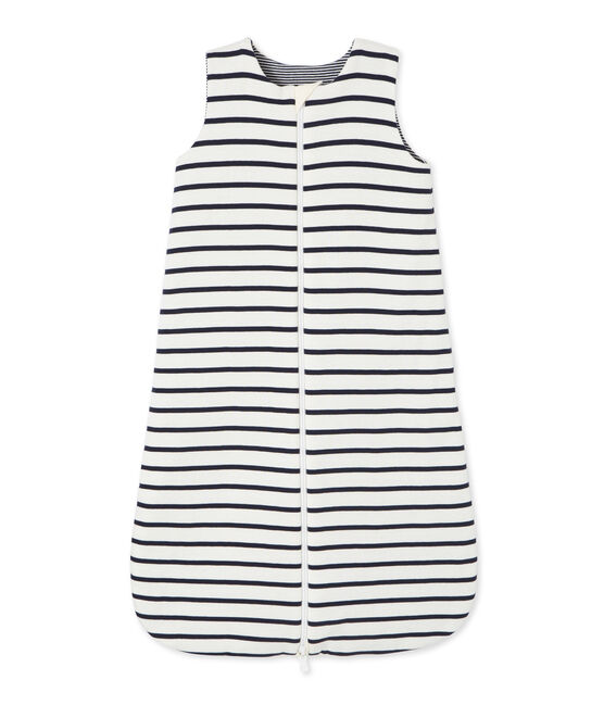 Sacco nanna reversibile bebè a costine beige COQUILLE/blu ABYSSE