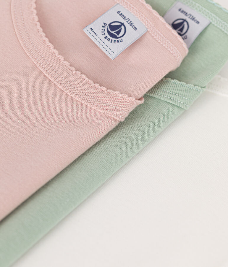 Set di 3 T-shirt a maniche lunghe tinta unita in cotone bambino multicolore