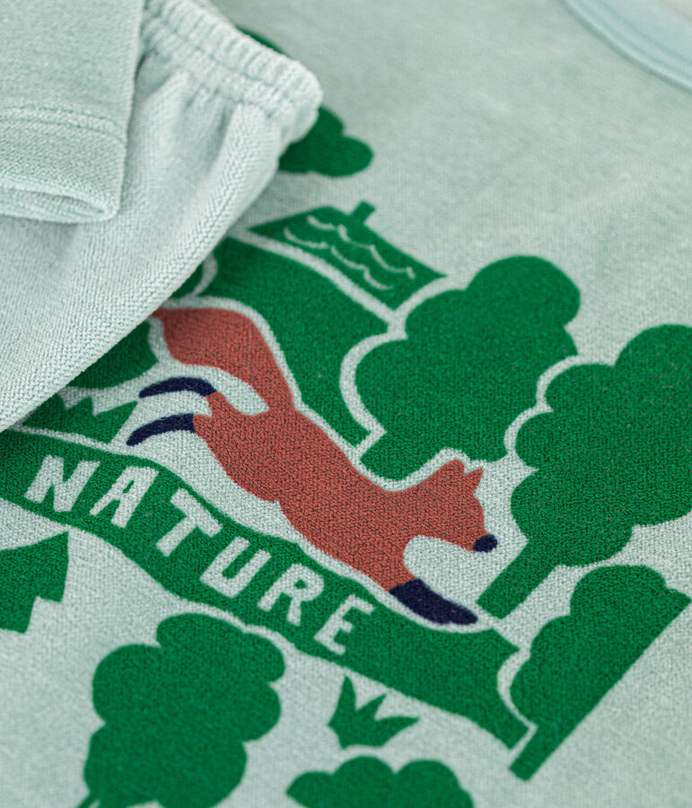 Pigiama bambino in velluto tinta unita verde