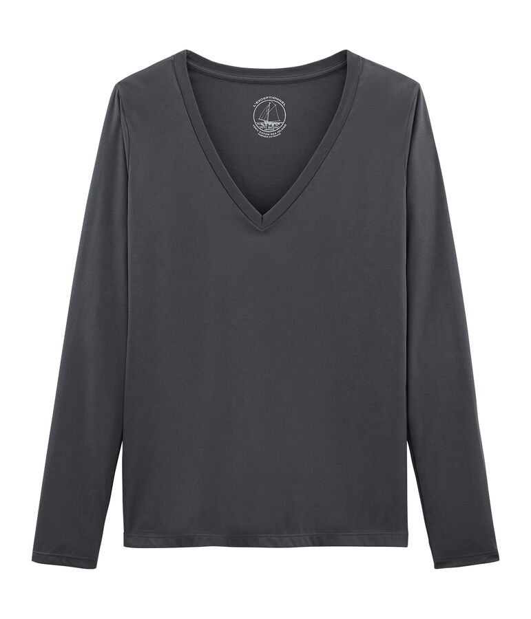 T-shirt maniche lunghe donna in cotone sea island grigio