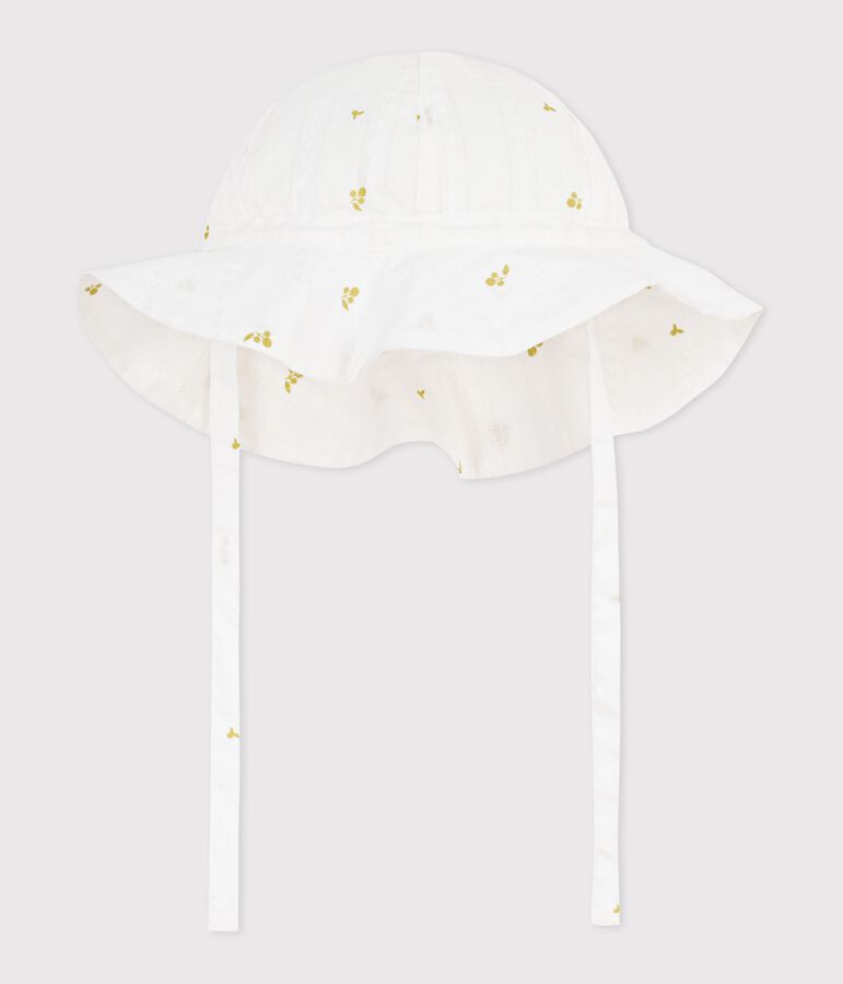 Cappellino in popeline con stampa a fiori neonata verde/verde