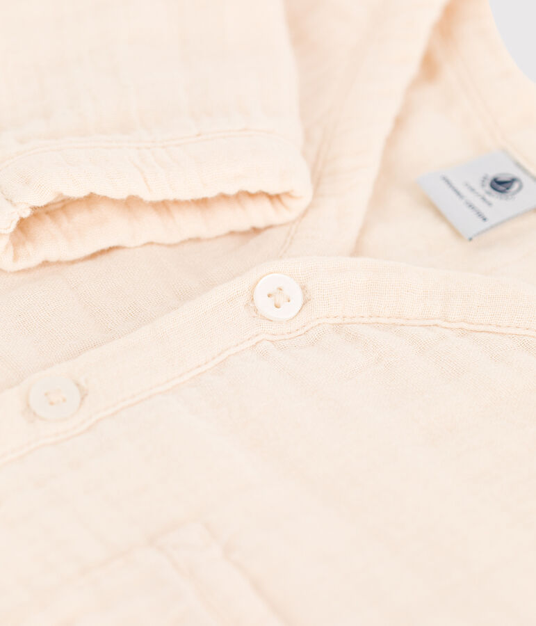 Cardigan in garza di cotone per neonati ecru