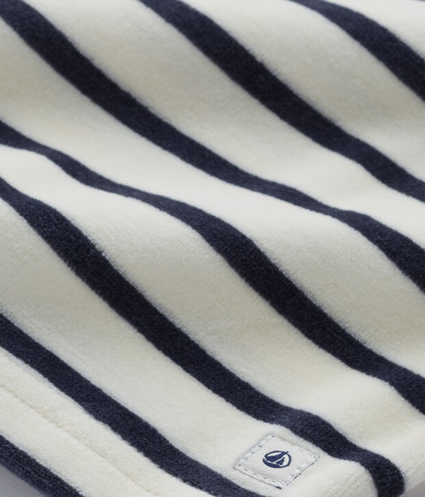 Pigiama per bambina in ciniglia bianco/blu