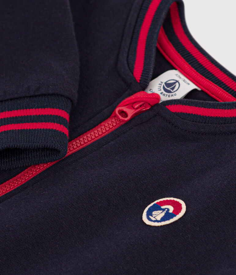 Letter jacket in jersey spesso per beb&egrave; blu