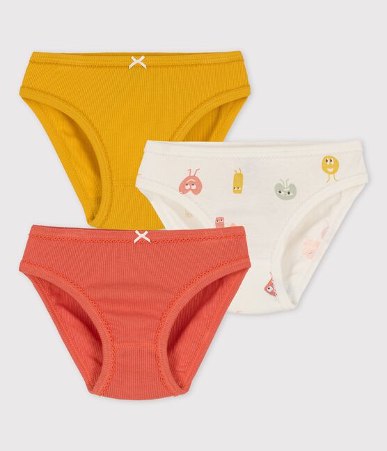 Confezione da 3 slip bambina con emoticon in cotone e Lyocell variante 1