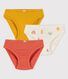 Confezione da 3 slip bambina con emoticon in cotone e Lyocell