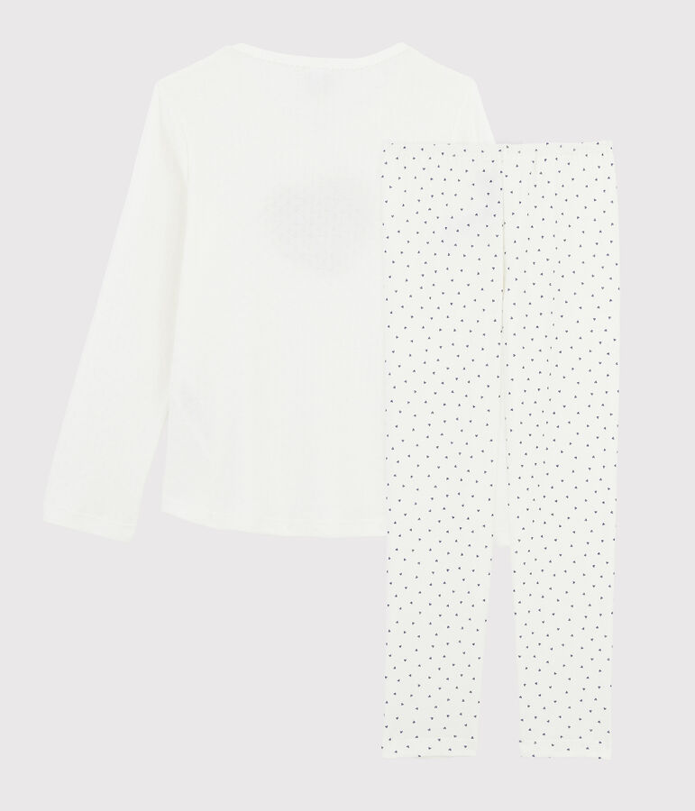 Pigiama cuoricini bambina a costine bianco/blu