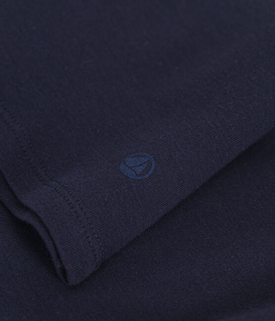 T-shirt donna L'Iconique a maniche lunghe in tinta unita a costine blu SMOKING