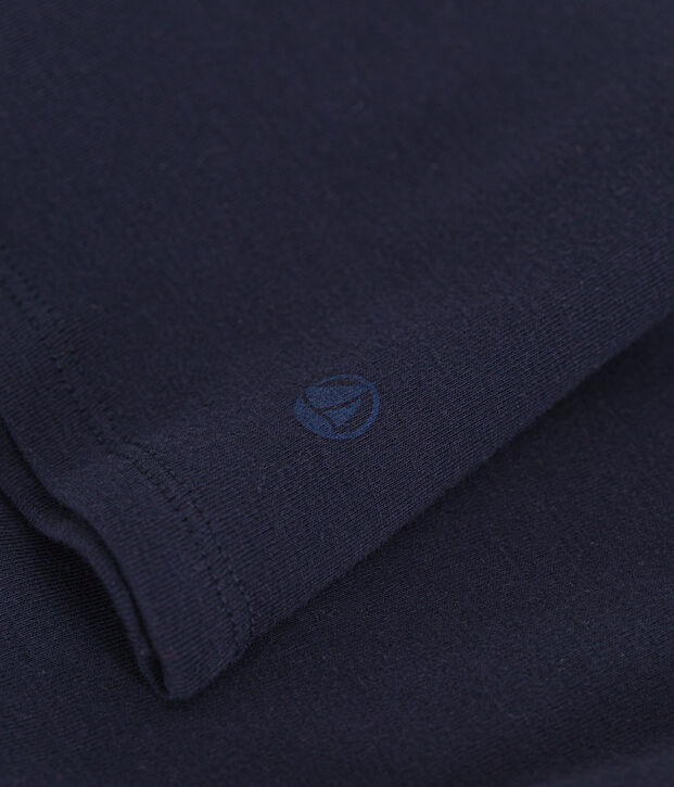 T-shirt donna L'Iconique a maniche lunghe in tinta unita a costine blu