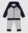 Completo jogging in molleton bebè. blu SMOKING/bianco MARSHMALLOW