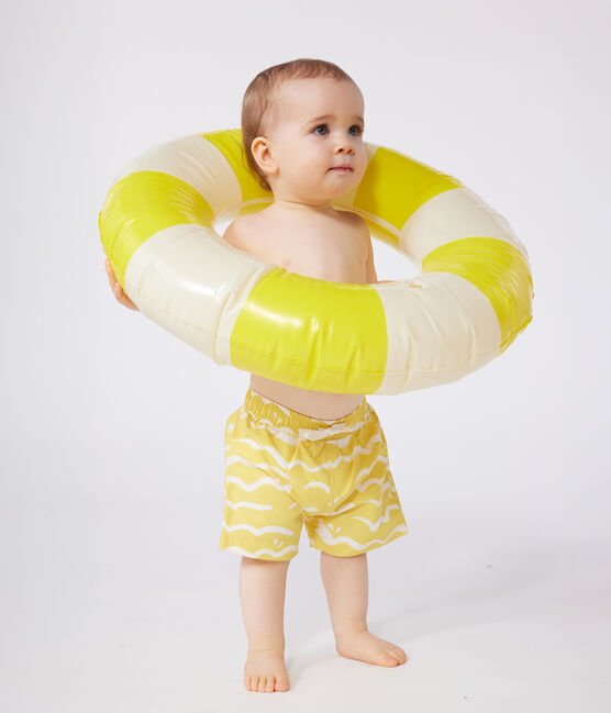 Shorts da bagno con stampa di squalo neonato giallo ORGE/bianco MARSHMALLOW