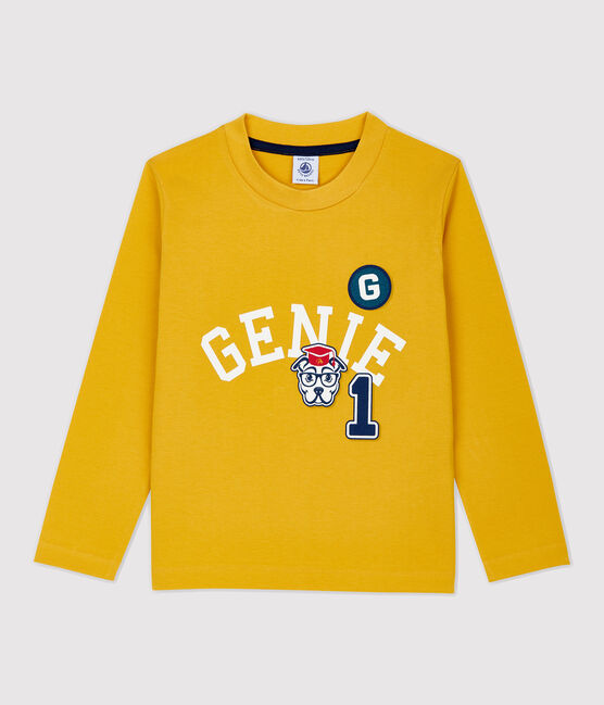T-shirt bambino a maniche lunghe in cotone giallo BOUDOR