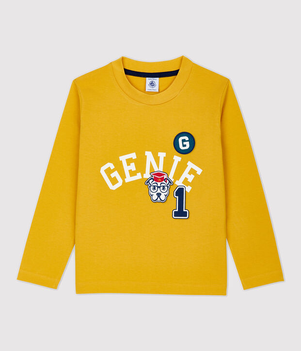 T-shirt bambino a maniche lunghe in cotone giallo