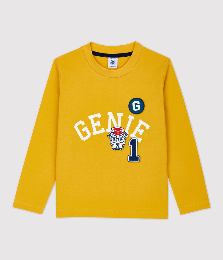 T-shirt bambino a maniche lunghe in cotone giallo