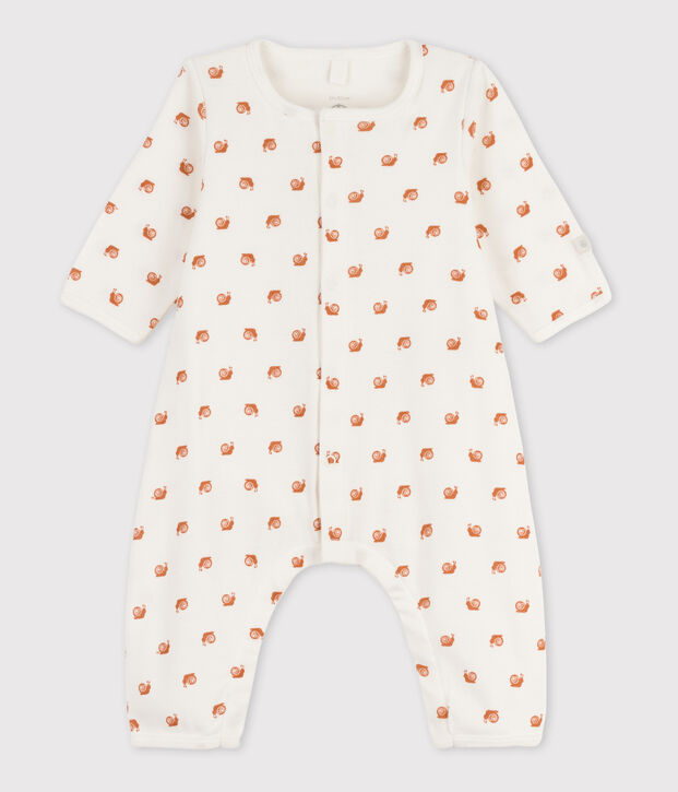 Bodyjama stampato, senza piedi, in cotone, per neonati bianco/marrone