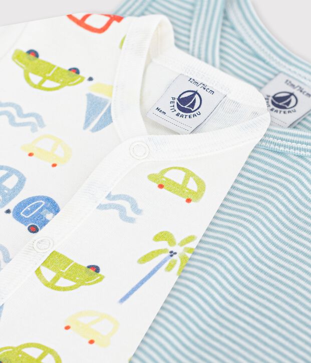 Set di tutine corte in cotone stampato neonato multicolore