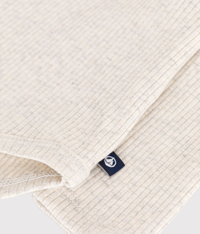 Body beb&egrave; a maniche lunghe e collo a lupetto in cotone beige