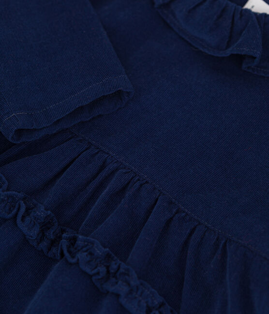 Abito a maniche lunghe bebè in velluto extra-fine BLEU FONCE