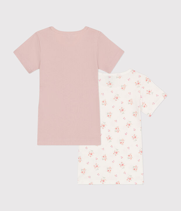 Set di 2 T-shirt a maniche corte in cotone a fiori bambino multicolore