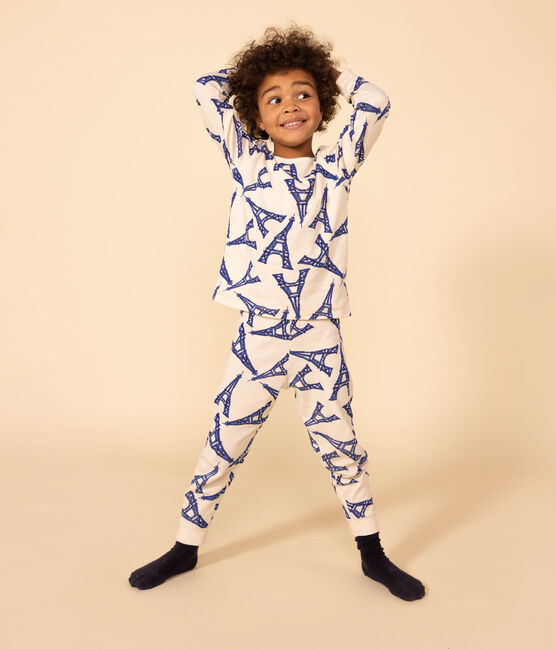 Pigiama fantasia Parigi bambino unisex in cotone bianco AVALANCHE/ MULTICO