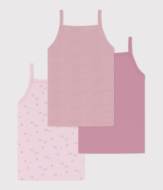 Set di canotte in cotone a fiori bambina multicolore