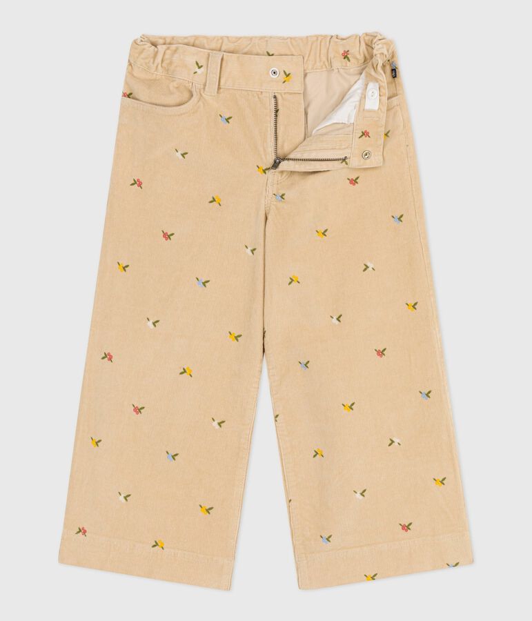 Pantaloni in velluto fantasia bambina beige/multicolore