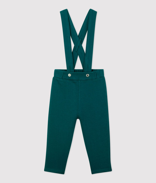 Pantaloni a bretelle in molleton beb&egrave;. verde