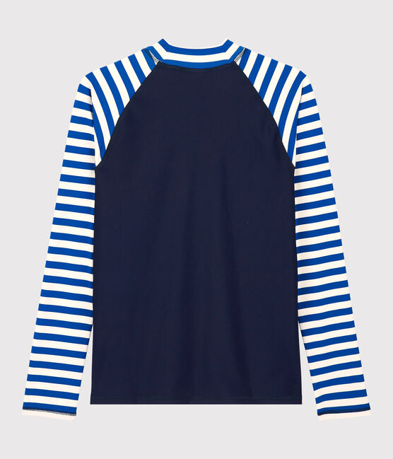 T-shirt da bagno anti-UV ricilata Donna blu SURF/bianco MARSHMALLOW