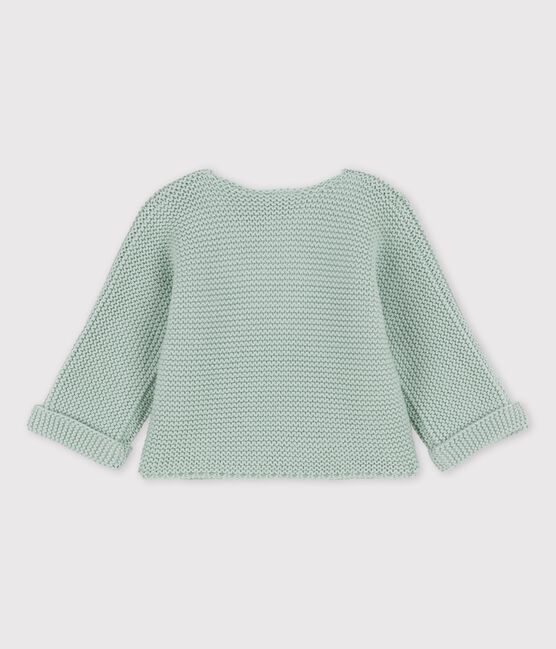 Cardigan bebè in tricot di cotone biologico verde HERBIER