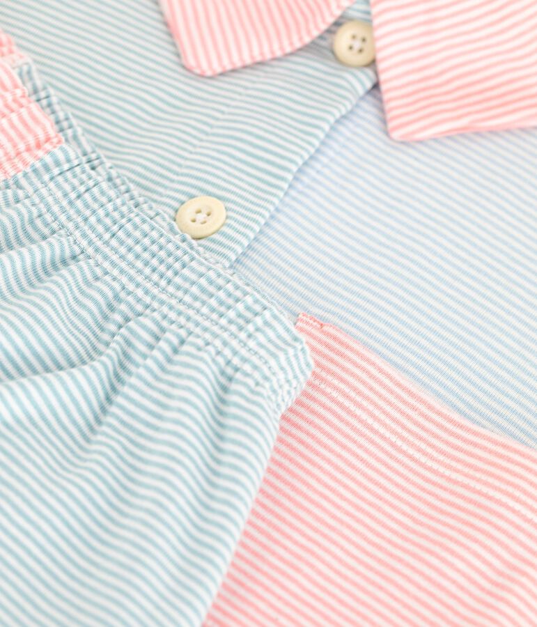 Pantaloncini da pigiama da donna in cotone a righe con bottoni sul davanti bianco/multicolore