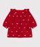 Abito a maniche lunghe in velluto con fiocchetti ricamati neonata rosso/ecru