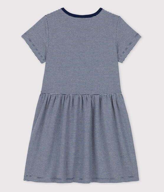 Abito bambina Petit Bateau x Water Family blu MEDIEVAL/bianco MARSHMALLOW