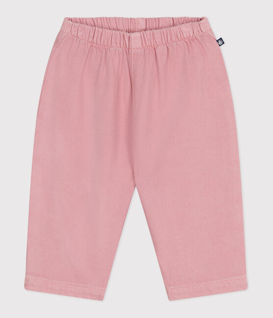 Pantaloni in morbido cotone tinta unita neonato rosa CHARME