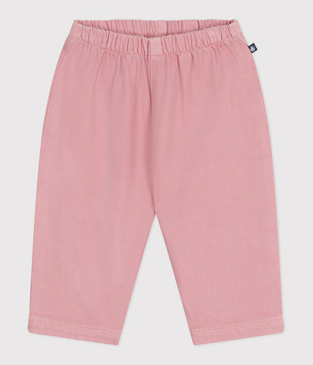 Pantaloni in morbido cotone tinta unita neonato rosa